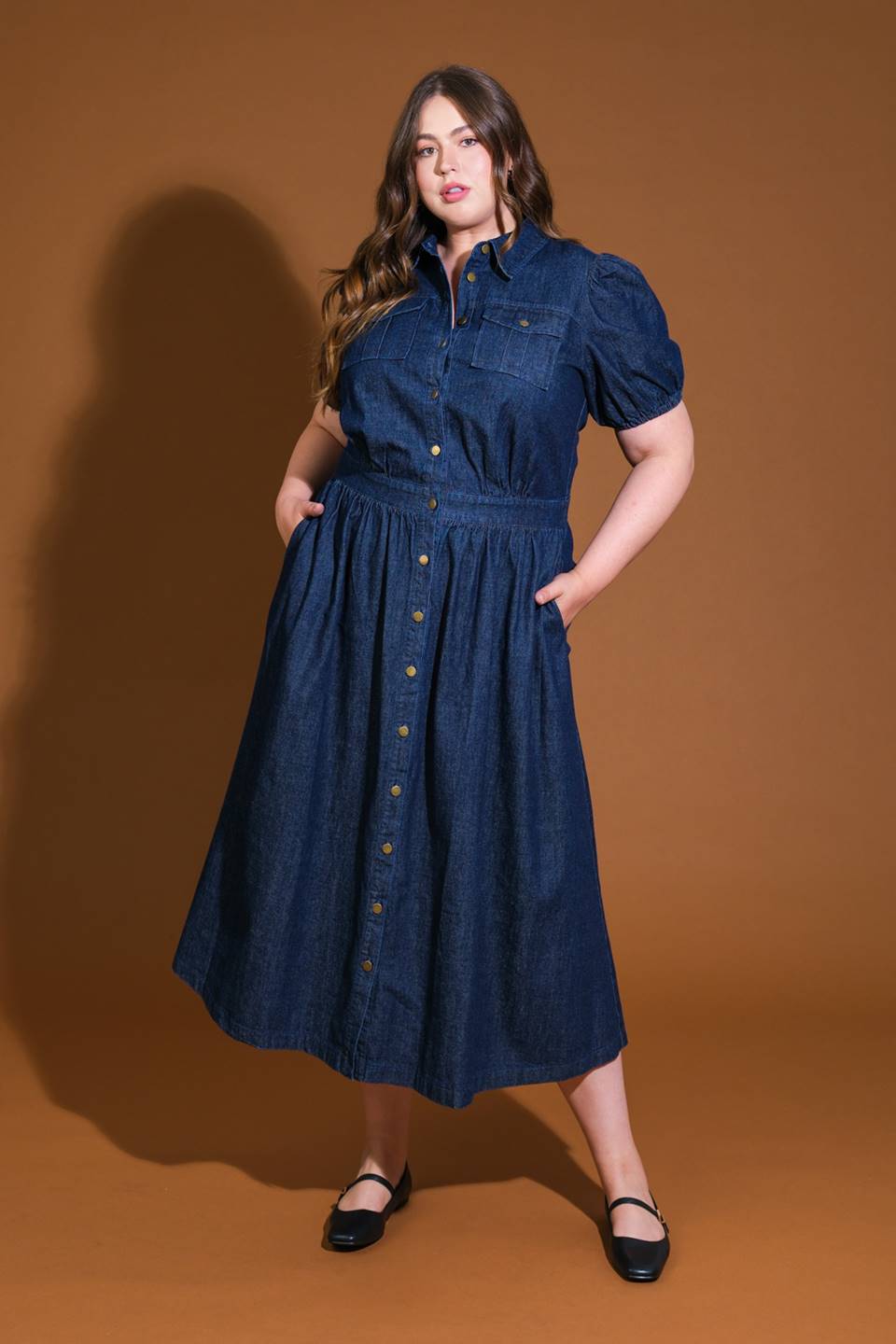 GET THE LOOK DENIM MIDI DRESS Flying Tomato